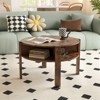 Tangkula 29.5" 2-Tier Round Coffee Table w/ Storage 4 Shelves Faux Wooden Top - 3 of 4