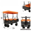 VisioGear Collapsible Wagon with Canopy, Wagon Stroller, Foldable Wagon for Camping, and Garden Use, Orange, 45.28"*22.83"*38.78" - 3 of 4