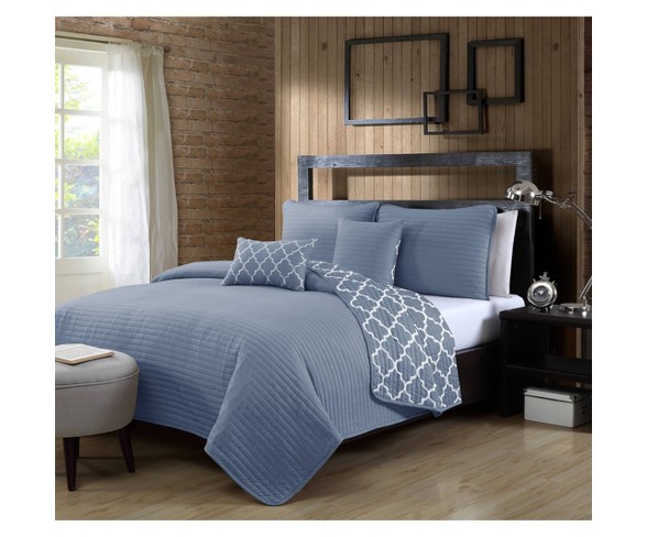 Geneva Home Fashions King 5pc Avondale Manor Griffin Quilt & Sham Set Blue