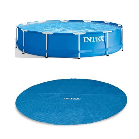 Intex 12 X 30 In. Easy Set And Metal Pool W/ Solar Tarp, Blue : Target