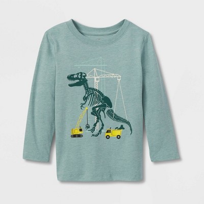 Image of Toddler Boys' Dino Construction Long Sleeve Graphic T-Shirt - Cat & Jack™ Green 3T