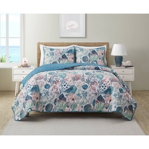 Ivory Coast Disperse Print 3pc Reversible Quilt Set - VCNY - 1 of 2