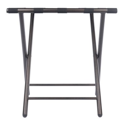 Tavin Black Metal Folding Luggage Rack with Nylon Straps