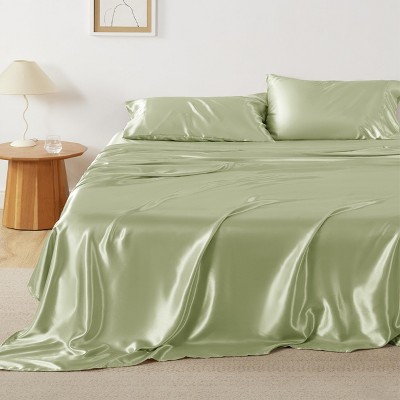 Satin Sheets Queen Size - Similar to Silk Sheets, Silky Bedsheet, Luxury & Ultra Soft, Non-Fading & Wrinkle Free, Good for Hair & Skin, Gifts for Wome