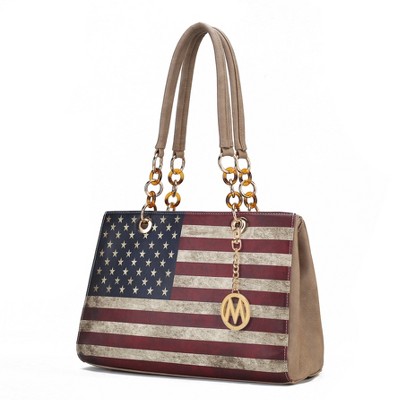 MKF Collection Nevaeh Vegan Leather patriotic pattern Women’s Shoulder Bag by Mia K