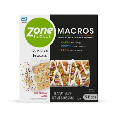 Zone Perfect Macros Birthday Cake Nutrition Bars - 5ct