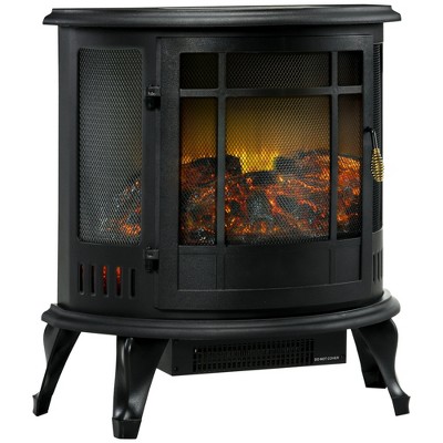 HOMCOM 22" Electric Infrared Fireplace Stove, Freestanding Fireplace Heater w/ Realistic Flame and 3 Side View, Adjustable Temperature, 1500W