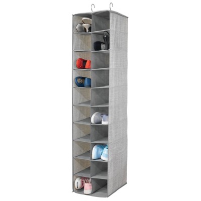 Mdesign Aldo Large 20 Shelf Fabric Over Rod Closet Hanging Storage Unit -  Gray : Target