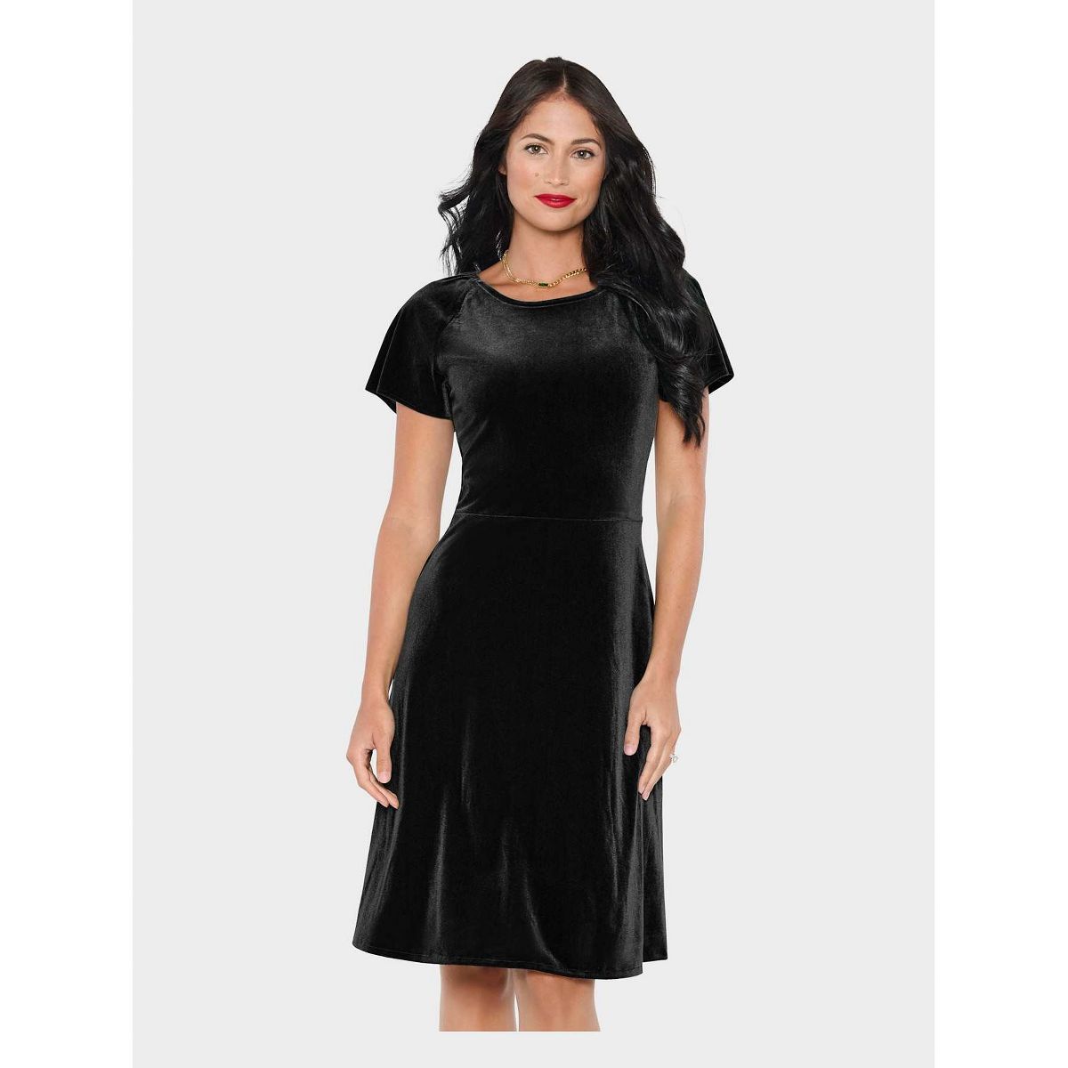 The Children's Place Womens Matching Family Short Flutter Sleeve Velour Fit And Flare Dress