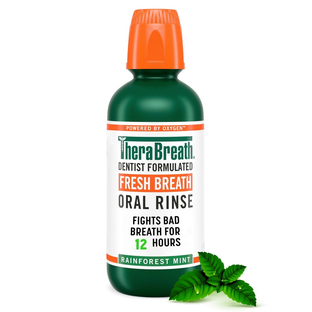 Photos - Toothpaste / Mouthwash TheraBreath Fresh Breath Mouthwash Alcohol-Free - Rainforest Mint - 16 fl 