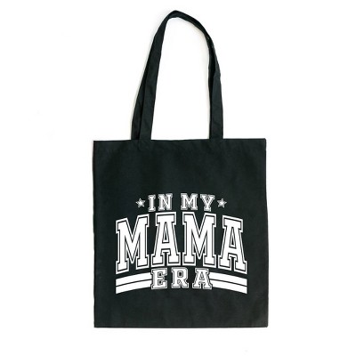 City Creek Prints In My Mama Era Varsity Canvas Tote Bag - 15x16 - Black