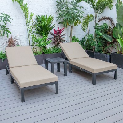 Chelsea Beige Aluminum Outdoor Chaise Lounge with Cushions