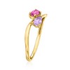 Pure Collection by Ross-Simons 0.20 Carat Rhodolite Garnet and .10 Carat Amethyst Bypass Ring in 14kt Yellow Gold Size 5 - 3 of 4