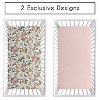 Sweet Jojo Designs Baby Girl Fitted 100% Cotton Muslin Crib Sheets Set Vintage Floral Pink Green and Yellow 2pc - 2 of 4