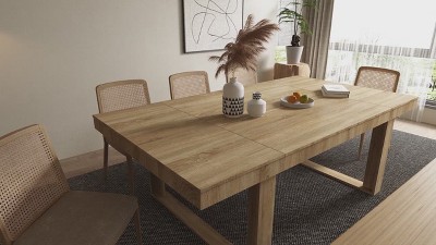 FUFU&GAGA Yellow Log Color Modern Desk For Conference Room Table Computer Desk