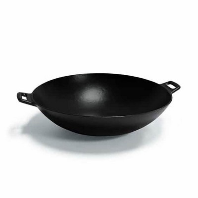 Kamado Joe Cast Iron Wok With Handles Used with Classic or Big Joe Grill, Black