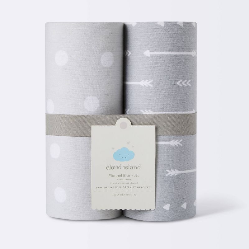 Flannel Swaddle Baby Blankets - Gray Arrows and Dots - 2pk - Cloud Island&#8482;, 5 of 6