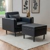 Linon Wallis Faux Leather Chair and Ottoman Navy - 2 of 4