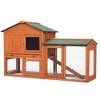 DOMETOUR Large Wooden Rabbit Hutch Indoor and Outdoor Bunny Cage with a Removable Tray and a Waterproof Roof, Orange Red - 3 of 4