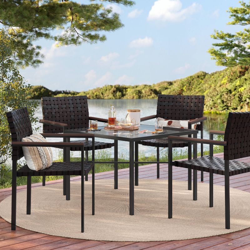 Oak Park Outdoor Patio Dining Chairs Stacking Chairs Brown - Threshold&#8482;, 2 of 7