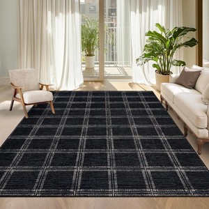 Solid Rug Living Room Area Rug 8x10 Modern Washable Rugs Large Stain Resistant Soft Low Pile Carpet with Non Slip Backing Geometric - 1 of 4