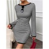 Clearlove Women Striped Knit Mini Dress Long Sleeve Crewneck Slim Holiday Short Sweater DressElegant Beachwear - 3 of 4