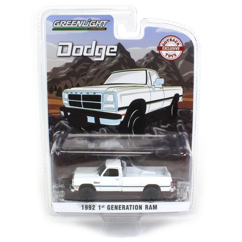 Greenlight Collectibles 1/64 1992 Dodge Ram 1st Generation White Pulling Truck Outback Toys Exclusive 51386-B, 5 of 6