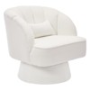 Modern Swivel Barrel Accent Chair, 360 Degree Velvet Upholstered Armchair with Striped Backrest & Plush Padding - 3 of 4