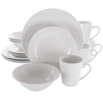 16pc Porcelain Marshall Dinnerware Set White - Elama