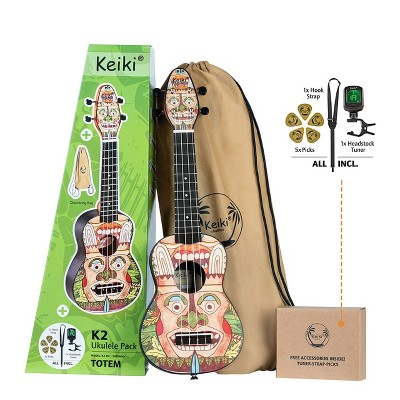 Ortega Guitars Keiki K2 Series Soprano Ukulele Pack - Includes: Tuner, Picks, Strap & Tote Bag