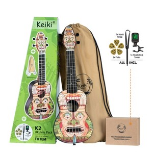 Ortega Guitars Keiki K2 Series Soprano Ukulele Pack - Includes: Tuner, Picks, Strap & Tote Bag - 1 of 4