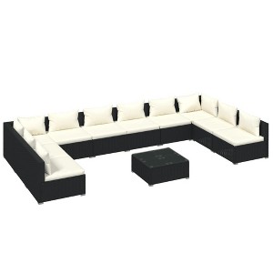 vidaXL Garden Lounge Set Black, Cream - 1 of 4