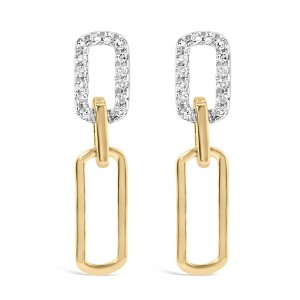 Haus of Brilliance 14K Yellow Gold 1/10 Cttw Diamond Studded Paperclip Drop and Dangle Earrings - 1 of 4