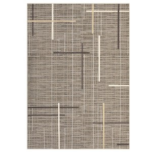 2 x 6 ft Polyester Yarn  Beige Rectangular Hallway Bathroom Entryway Kitchen Office Foldable Geometric Modern Washable Area Rug - 1 of 4