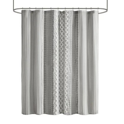 LunaLulinlk Cotton Printed Shower Curtain with Chenille