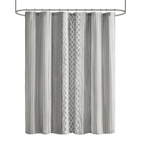 LunaLulinlk Cotton Printed Shower Curtain with Chenille - 1 of 4