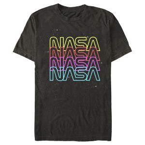 Men's NASA Neon Rainbow Repeat Text Logo T-Shirt - 1 of 4