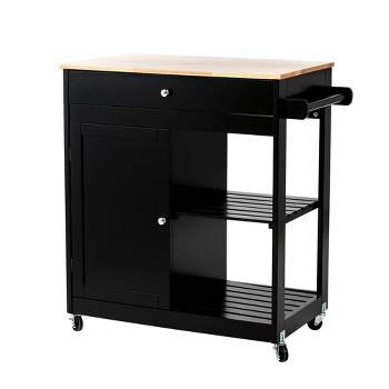 Wooden Basic Kitchen Island with 1 Drawer 1 Door and 2 Tiers - Glitzhome