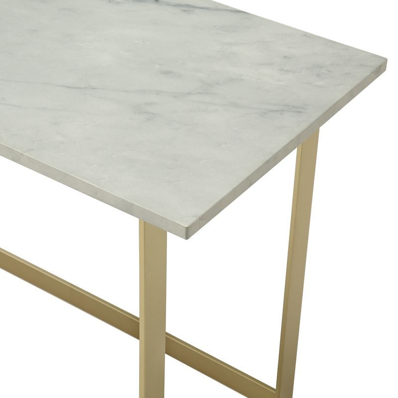 42&#34; Contemporary Modern Faux Marble Writing Desk White Marble/Gold - Saracina Home, 5 of 10
