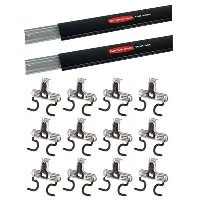 Rubbermaid 4 Fasttrack 48-inch Wall Mounted Garage Storage Rails And  Versatile Hook Assortment Bundle Pack For Tool Organization : Target