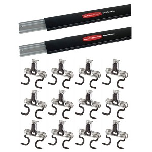 Rubbermaid Fast Track 48" Wall Mounted Storage Rail (2 Pack) & S Hooks (12 Pack) - 1 of 4