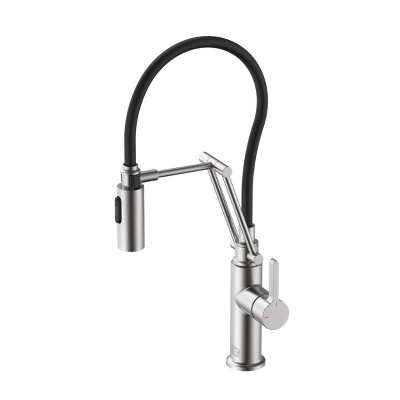 Elegant Lighting Leonardo Single Handle Pull Down Sprayer Kitchen Faucet in Brushed Nickel