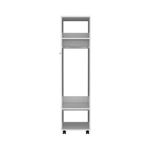 SEVOBAL Armoires 63 Tall Wardrobe with Mirror Three Shelves Casters Hanging Rod for Bedroom Storage and Closet Organizer, White, 16"*19"*63" - 1 of 4