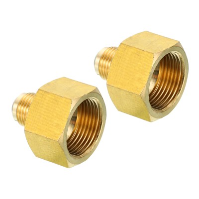 Unique Bargains Fit Air Gas Line Refrigeration Brass SAE 45 Degree Flare Plumbing Connectors