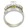 Slickblue Women's Two-Tone Gold & Silver Ring with Oblong CZ, Stainless Steel Band, 5.1g, size 5–10 - 3 of 4