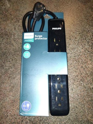 Philips 6-outlet Surge Protector With 4' Cord - Black : Target