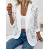 Women's Casual Open Front Lace Cardigan Mesh Shrug Cover Ups Lapel Neckline Solid Long Sleeve Elegant Jacket Blazer - 3 of 4