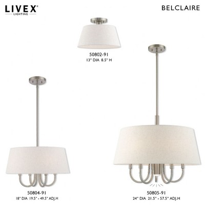 Sleek Brushed Nickel 6-Light Pendant with Oatmeal Drum Shade