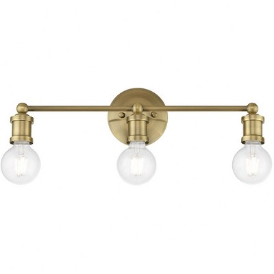 Antique Brass 3-Light Vanity Sconce with Exposed Bulbs
