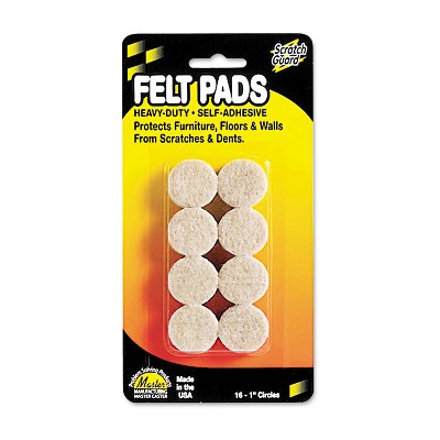 Master Caster Scratch Guard Felt Pads 1" dia Circular Beige 16/Pack 88496